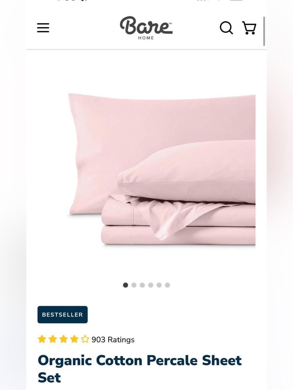 Organic Cotton Percale Sheet Set - Dusty Pink